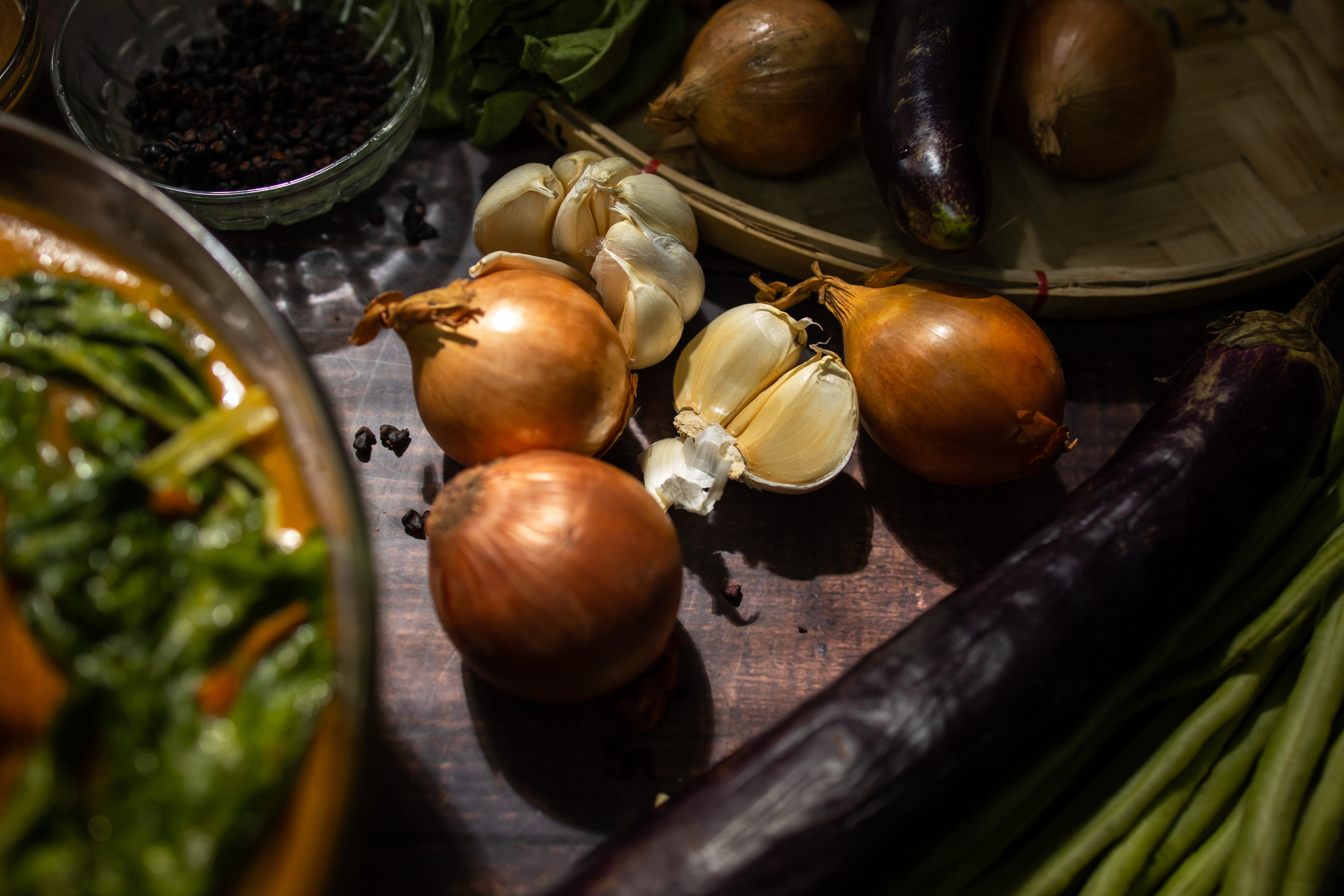 Ingredients for Kare-Kare on a Table